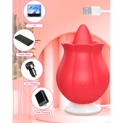 Vibrador en forma de rosa para estimulación múltiple